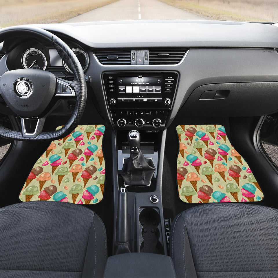 Colorful Ice Cream Pattern Front And Back Car Mats