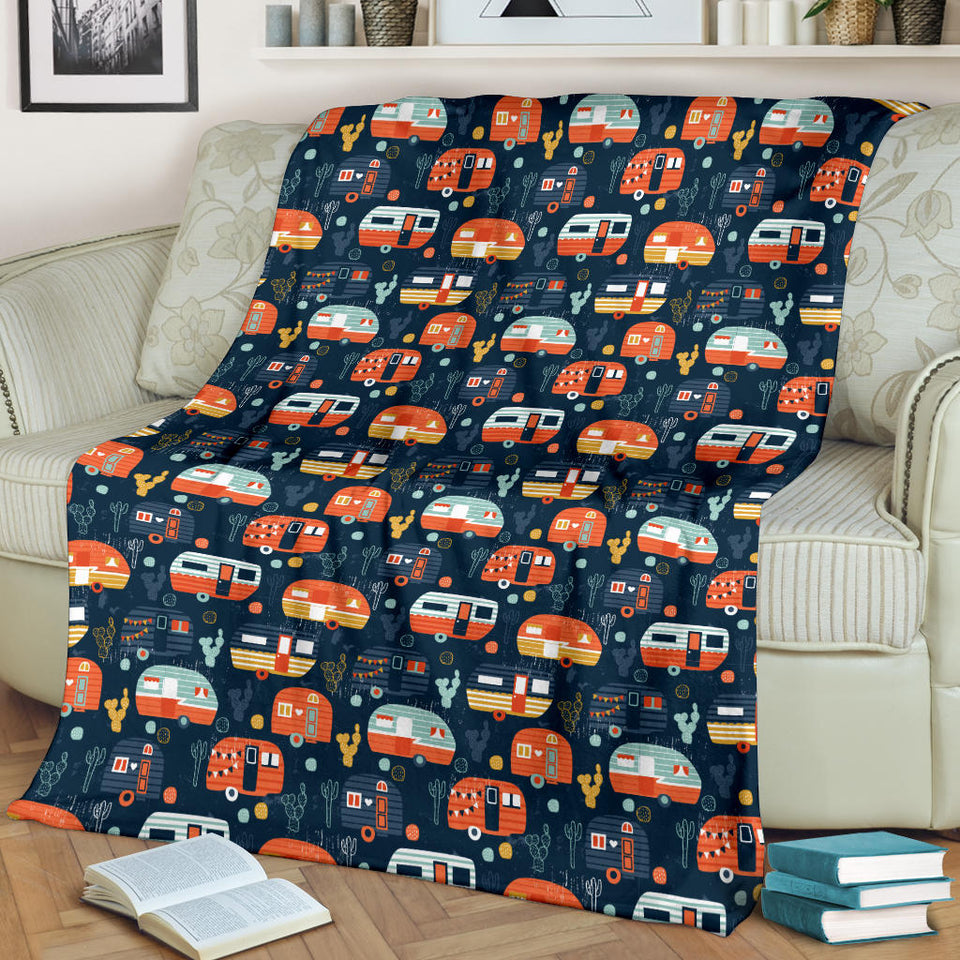 Camper Van Pattern Print Design 05 Premium Blanket