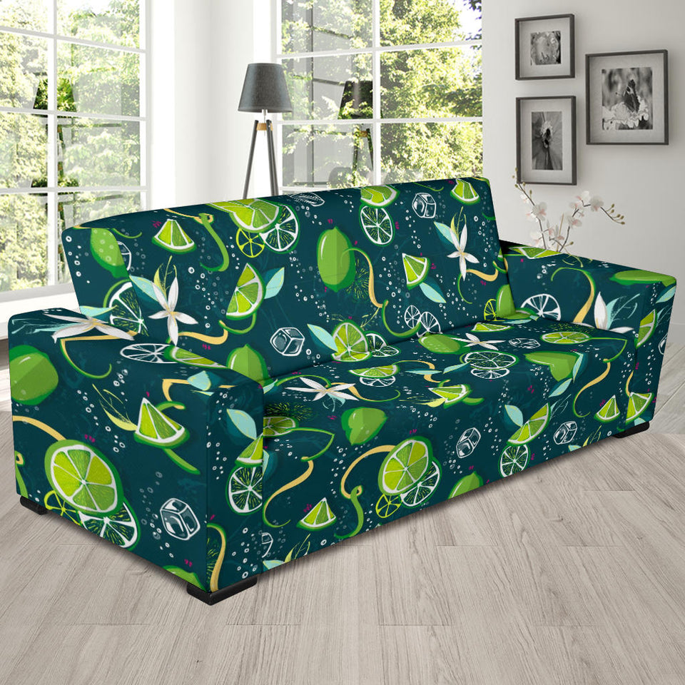Lime Ice Flower Pattern Sofa Slipcover