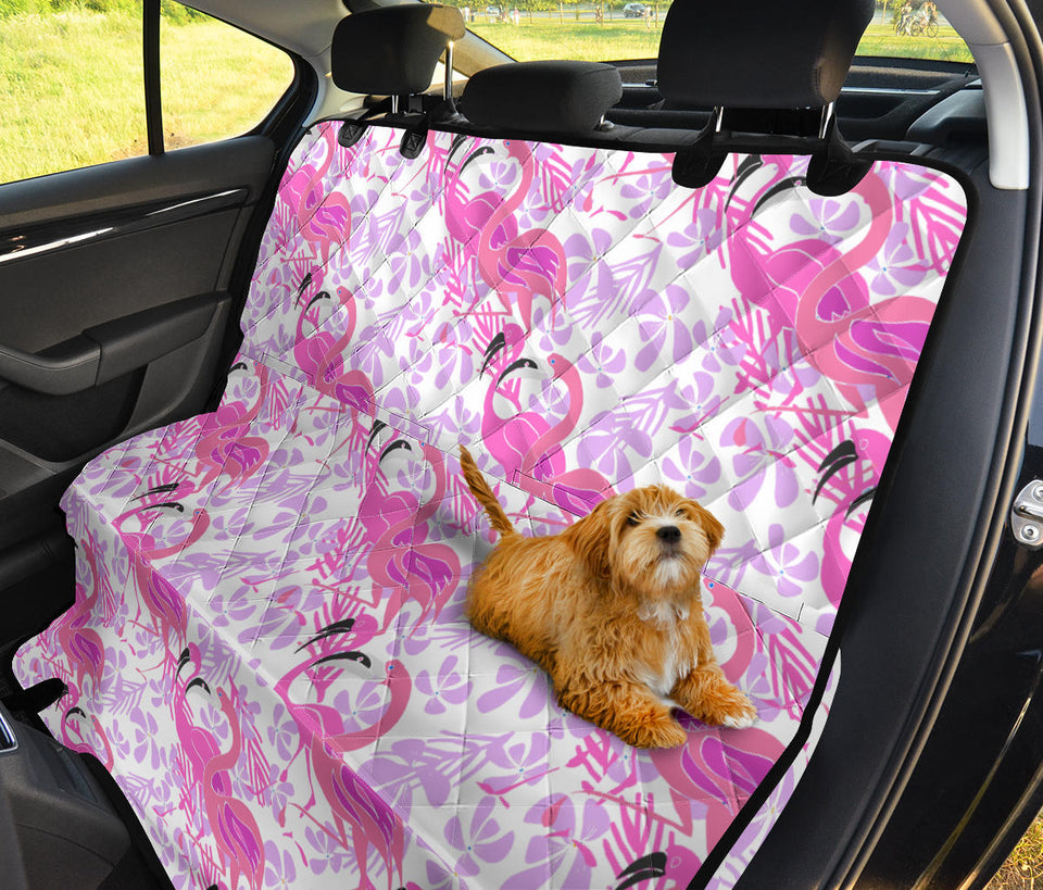 Pink Flamingo Flower Pattern Dog Car Seat Covers