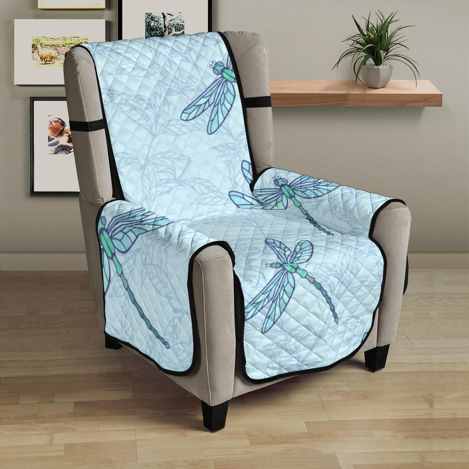 Dragonfly pattern blue background Chair Cover Protector