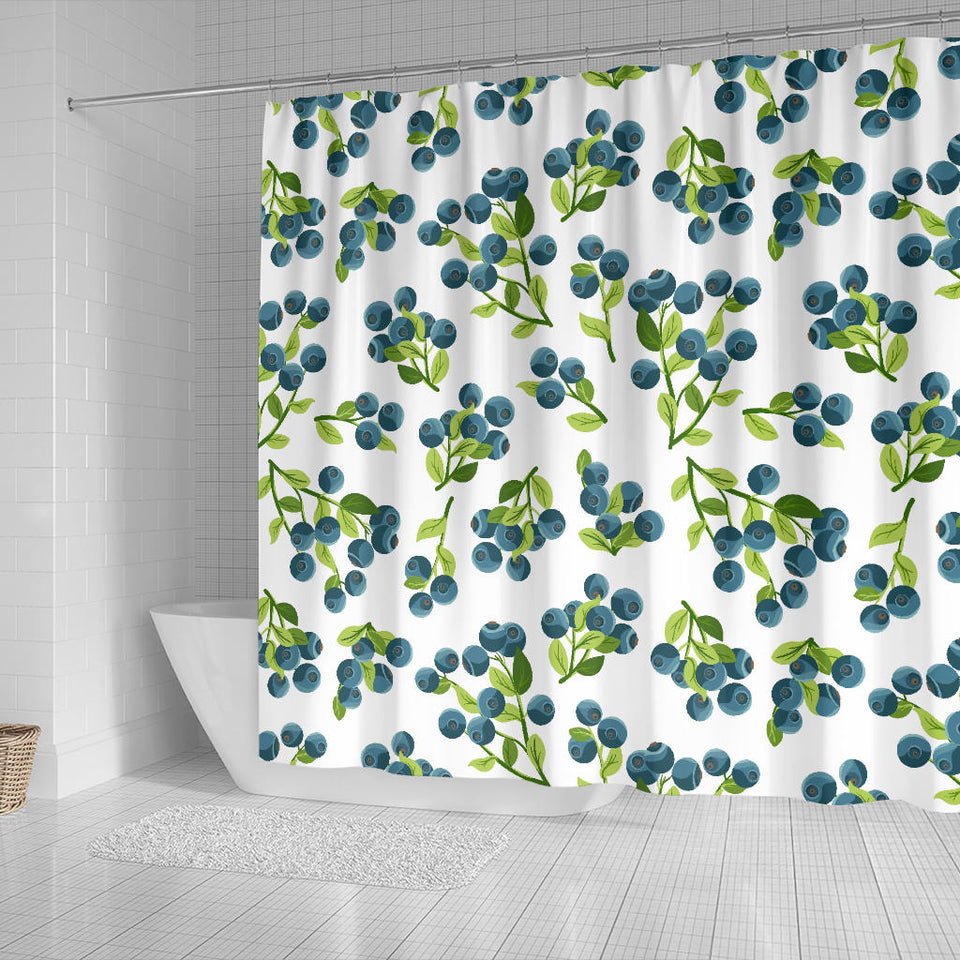 Blueberry White Background Shower Curtain Fulfilled In US