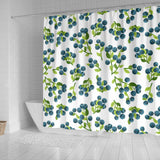 Blueberry White Background Shower Curtain Fulfilled In US