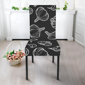 Garlic Pattern Black Background Dining Chair Slipcover