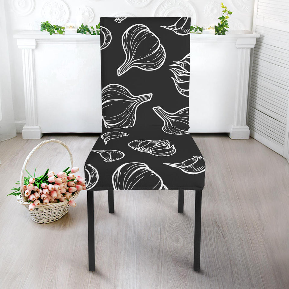 Garlic Pattern Black Background Dining Chair Slipcover