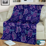 Cute Owls Pattern Boho Style Ornament Premium Blanket