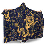 Gold Dragon Pattern Hooded Blanket