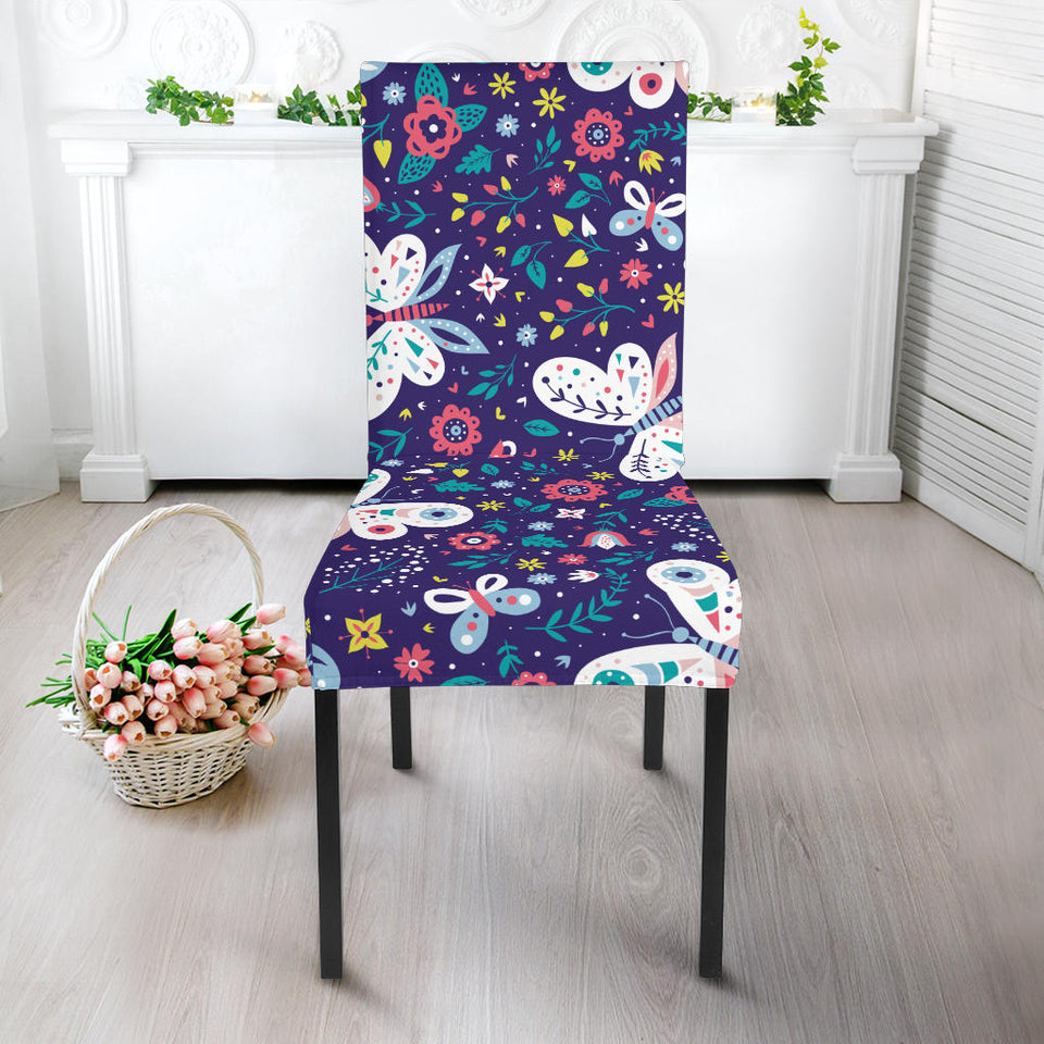Colorful Butterfly Flower Pattern.Eps Dining Chair Slipcover