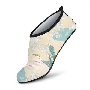 Bonsai Bamboo Stork Japanese Pattern Cream Theme Aqua Shoes