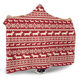 Dachshund Nordic Pattern Hooded Blanket