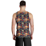 Sugar skulls flower maxican pattern Men Tank Top