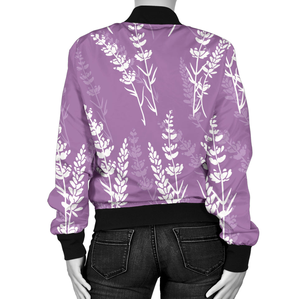 Lavender Flowers Purple Pattern Women'S Bomber Jacket