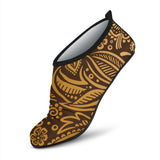 Cocoa Beans Tribal Polynesian Pattern Background Aqua Shoes