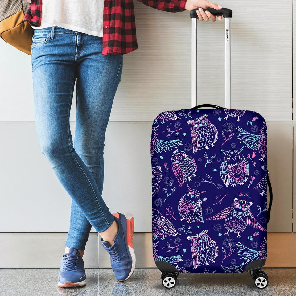 Cute Owls Pattern Boho Style Ornament Cabin Suitcases Luggages