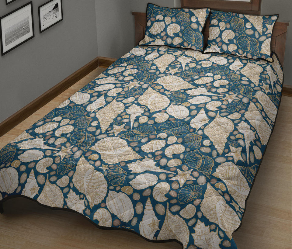 Shell Polynesian Tribal design pattern Quilt Bed Set