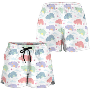 Hippopotamus Pattern Print Design 03 Women Shorts