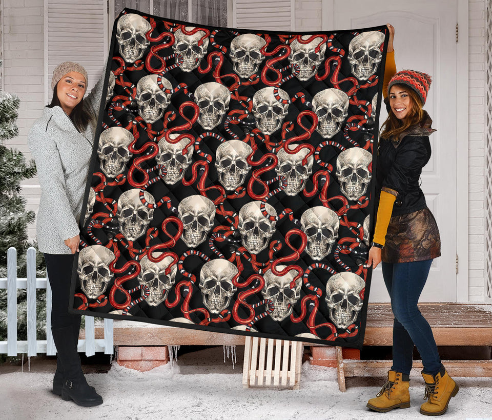 Red Snake Skull Pattern Premium Quilt