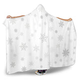 Snowflake Pattern White Background Hooded Blanket