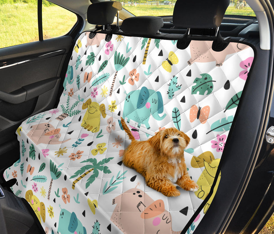 Cute Elephants Palm Tree Flower Butterfly Pattern Dog Car Seat Covers