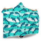 Dolphin Sea Pattern Hooded Blanket