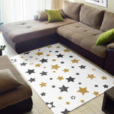 Hand Drawn Gold Black Star Pattern Area Rug