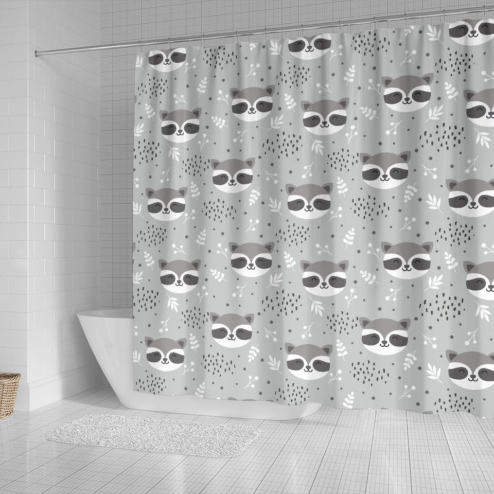 Cute Raccoons Leaves Dot Shower Curtain Fulfilled In US