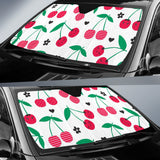 Cherry Pattern White Background Car Sun Shade