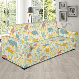 Hippopotamus Pattern Print Design 04 Sofa Slipcover