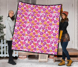 Hibiscus Pattern Print Design 01 Premium Quilt