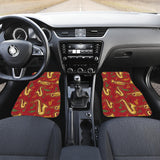 Saxophone Cornet Pattern Red Background Front And Back Car Mats