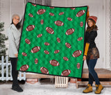 American Football Ball Field Background Premium Quilt