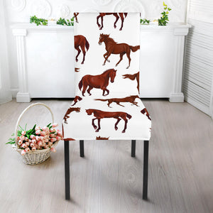 Horses Running Pattern Background Dining Chair Slipcover