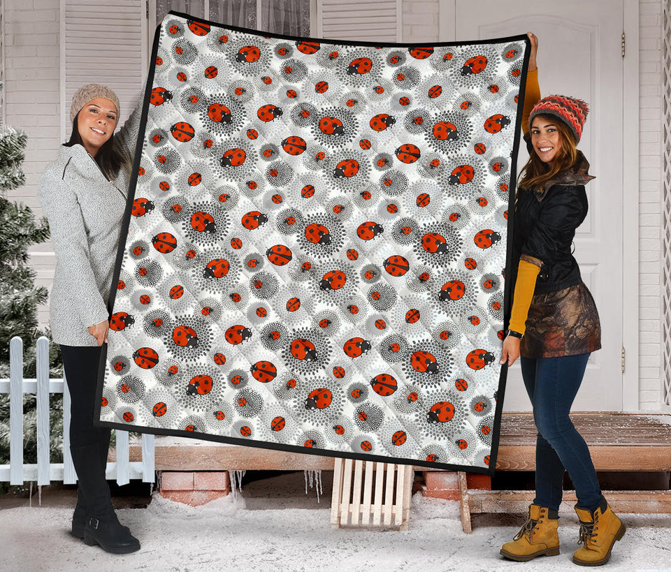 Ladybug Pattern Print Design 05 Premium Quilt