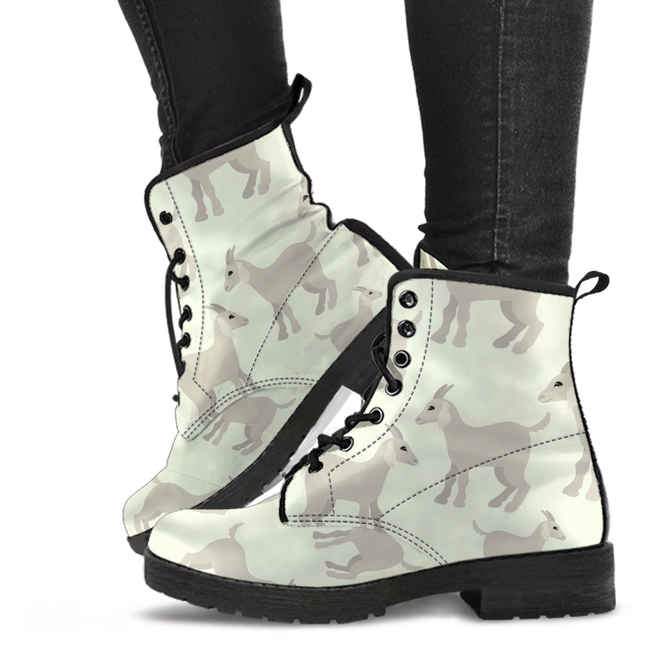 Little Young Goat Pattern Leather Boots