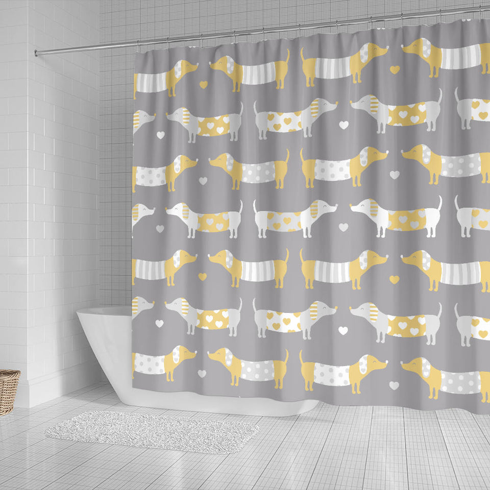 Cute Dachshund Dog Pattern Shower Curtain Fulfilled In US
