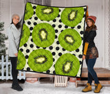 Kiwi Black Dot Background Premium Quilt