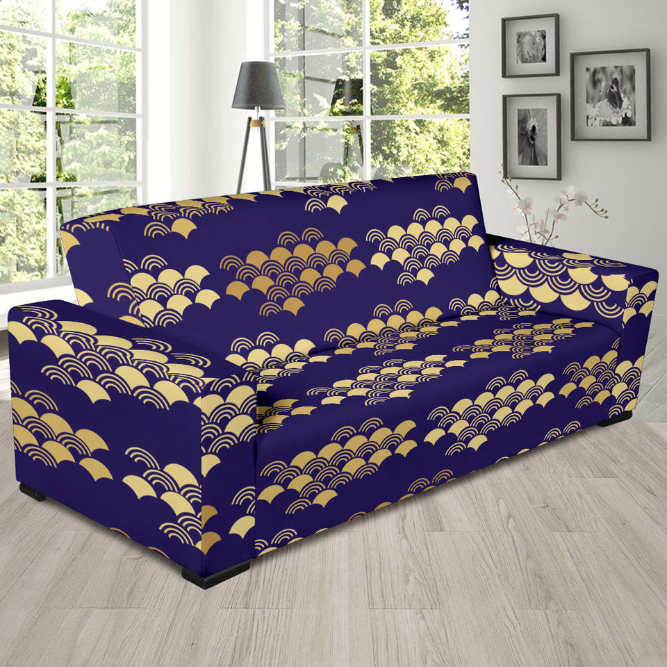 Beautiful Japanese Fan Pattern Sofa Slipcover