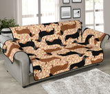 Dachshund floral background Sofa Cover Protector