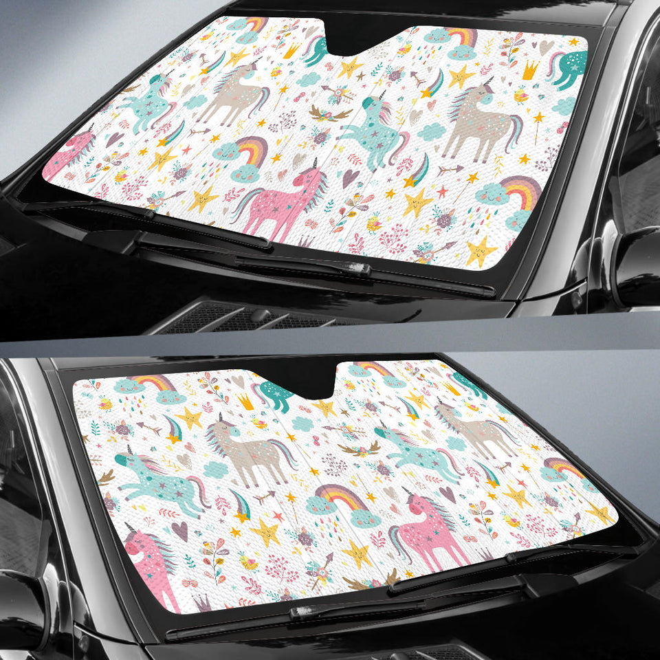 Colorful Unicorn Pattern Car Sun Shade