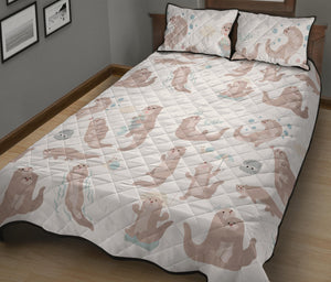 Cute sea otters pattern Quilt Bed Set