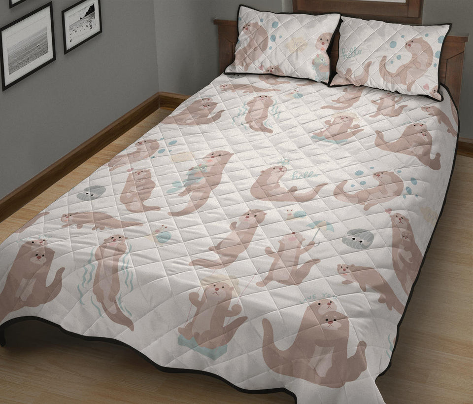 Cute sea otters pattern Quilt Bed Set