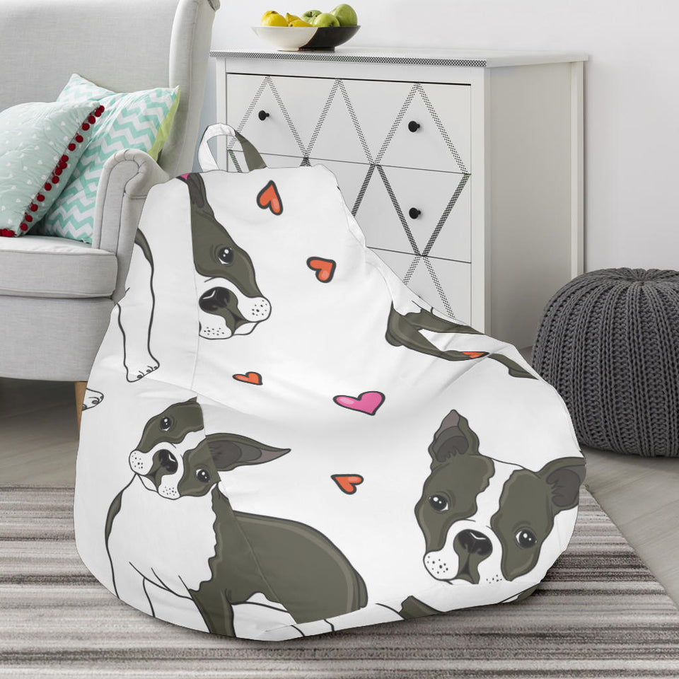 Boston Terrier Dog Hearts Vector Pattern Bean Bag Cover