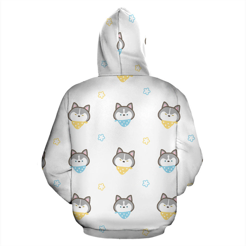Cute Siberian Husky Pattern Men Women Pullover Hoodie