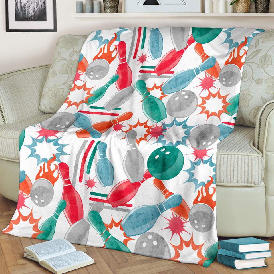 Watercolor Bowling Pattern Premium Blanket