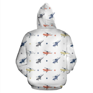 Cute Helicopter Star Pattern Zip Up Hoodie