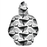 Black Whale Pattern Men Women Pullover Hoodie