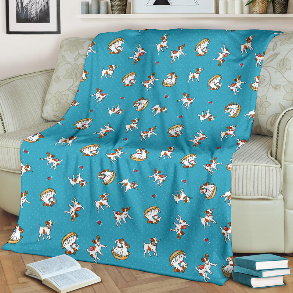 Jack Russel Pattern Print Design 03 Premium Blanket