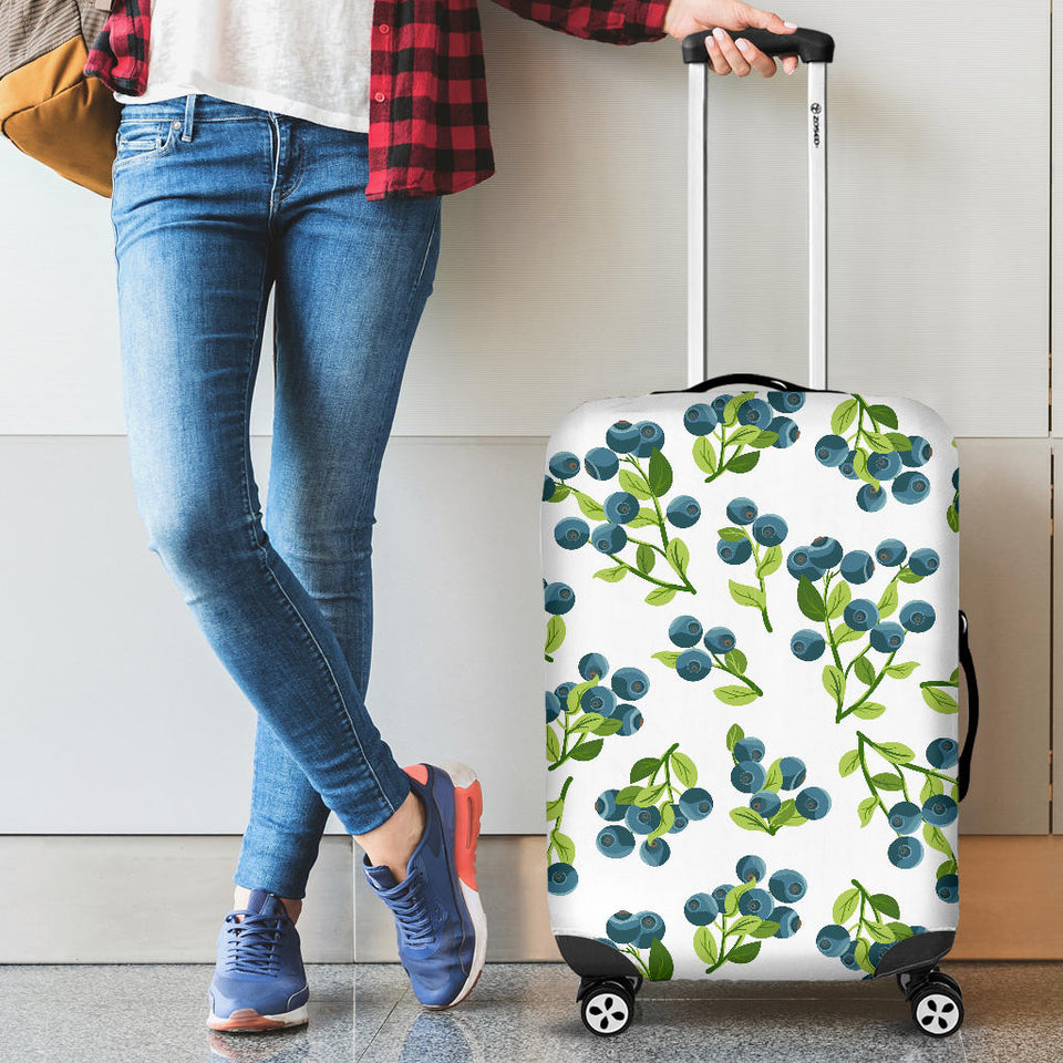 Blueberry White Background Luggage Covers