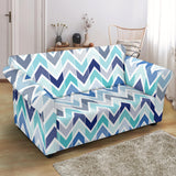 Zigzag  Chevron Blue Pattern Loveseat Couch Slipcover