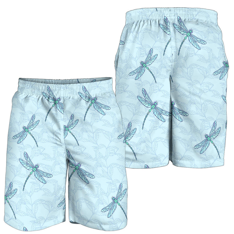Dragonfly Pattern Blue Background Men Shorts